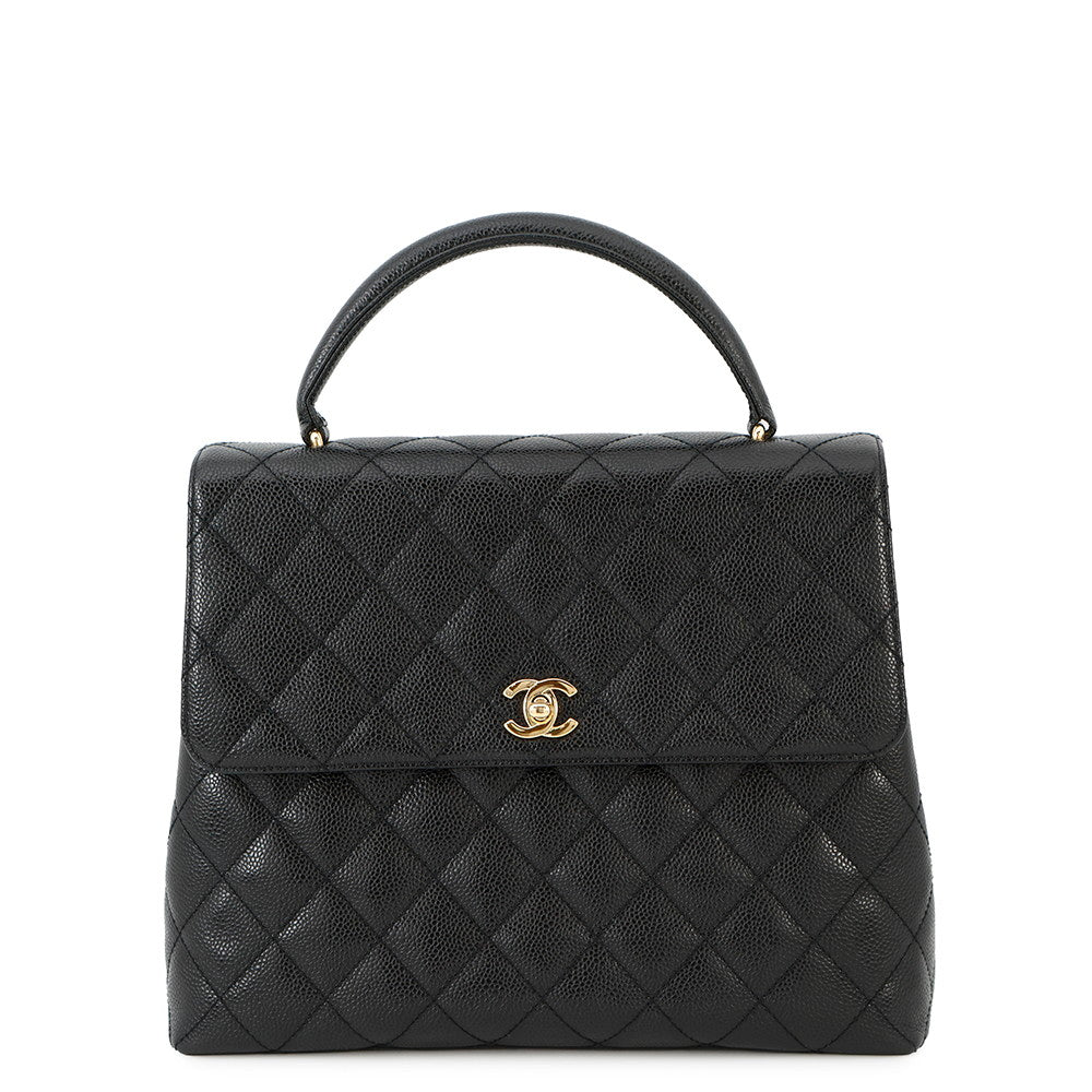 CHANEL CC Logo Handbag BlackA12397 Caviar Leather