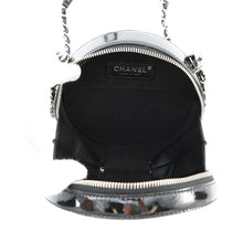 Load image into Gallery viewer, CHANEL Double Chain Round Shoulder Bag Black Patent Leather
