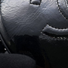 Load image into Gallery viewer, CHANEL Double Chain Round Shoulder Bag Black Patent Leather
