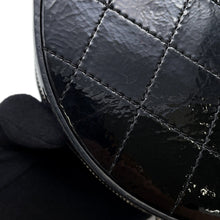 Load image into Gallery viewer, CHANEL Double Chain Round Shoulder Bag Black Patent Leather
