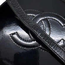 Load image into Gallery viewer, CHANEL Double Chain Round Shoulder Bag Black Patent Leather
