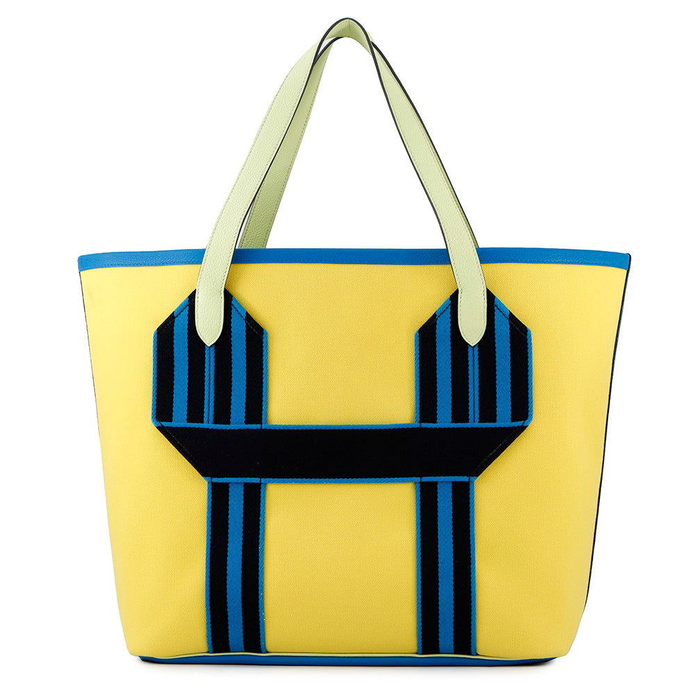 HERMES Pur Sangle Lime/Vert Ensemble/Blue Hydra Toile Military Taurillon Clemence Sangle Woolie