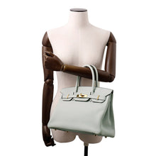 将图像加载到图库查看器中，HERMES Birkin Blue Pale Togo Leather Size 30
