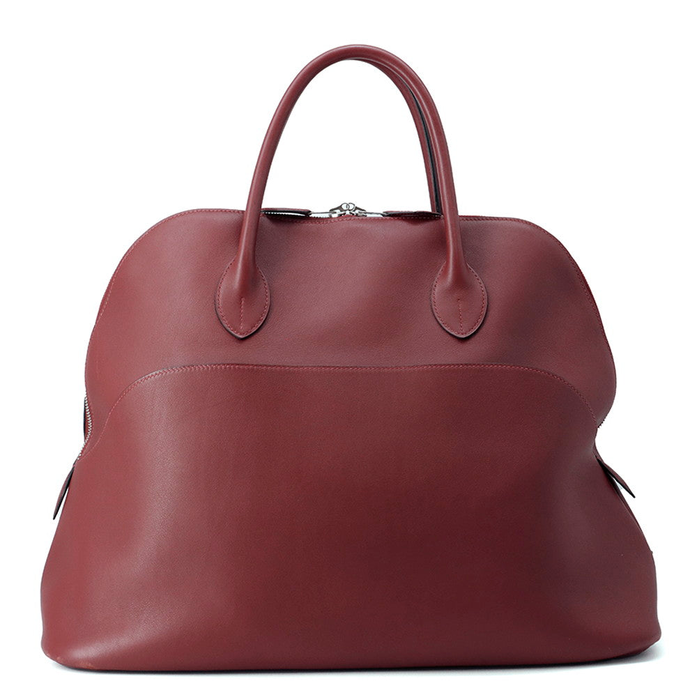 HERMES Bolide Relax Rouge H Vaux Sikkim Leather Size 45