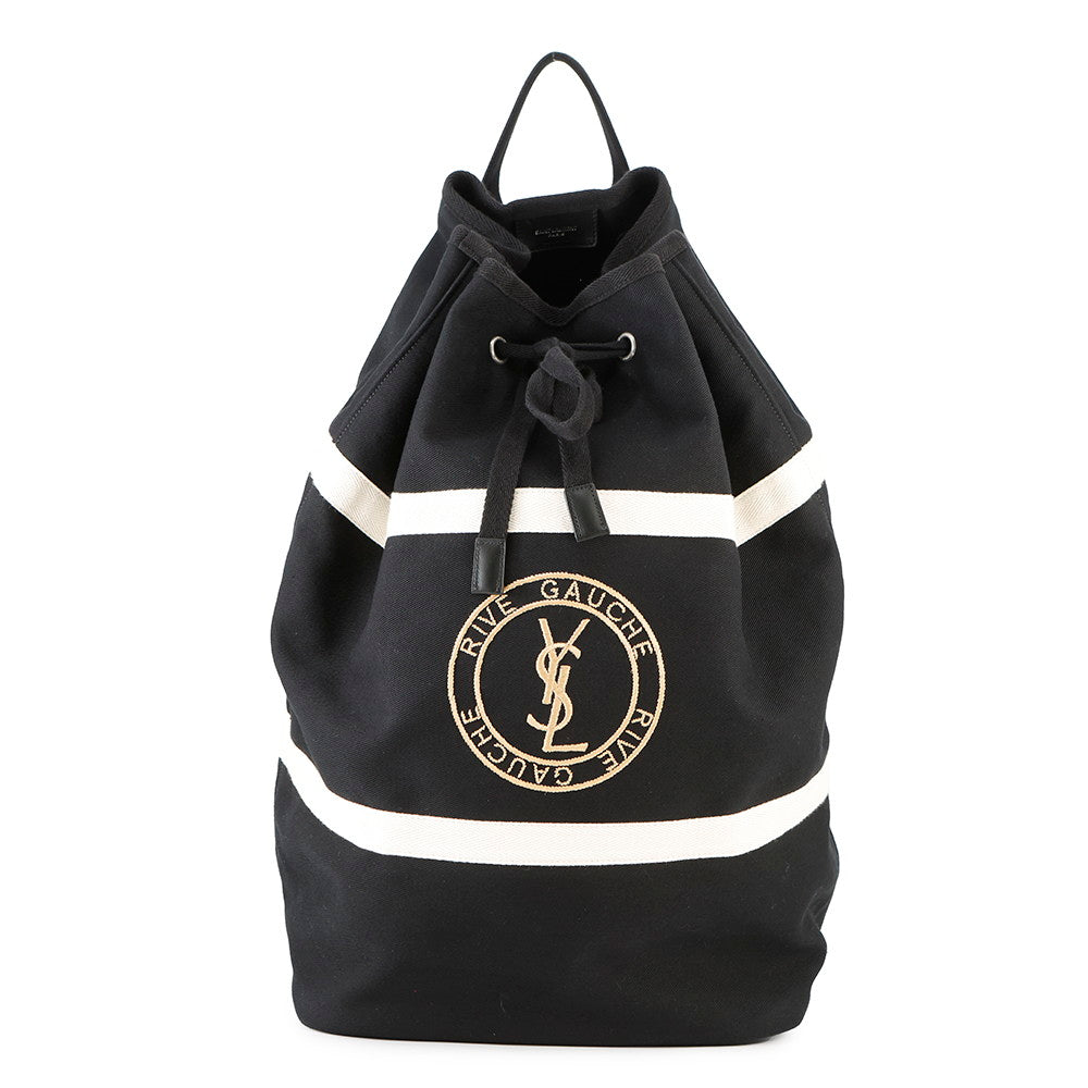 SAINT LAURENT PARIS Rive Gauche logo sling bag Black/White734682 Canvas