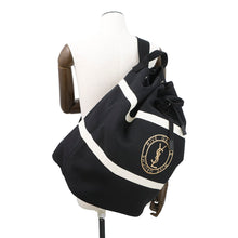 将图像加载到图库查看器中，SAINT LAURENT PARIS Rive Gauche logo sling bag Black/White734682 Canvas
