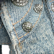 Load image into Gallery viewer, BALENCIAGA Neo Cagoule 2way Bag Blue700940 Denim Rhinestone Size XS
