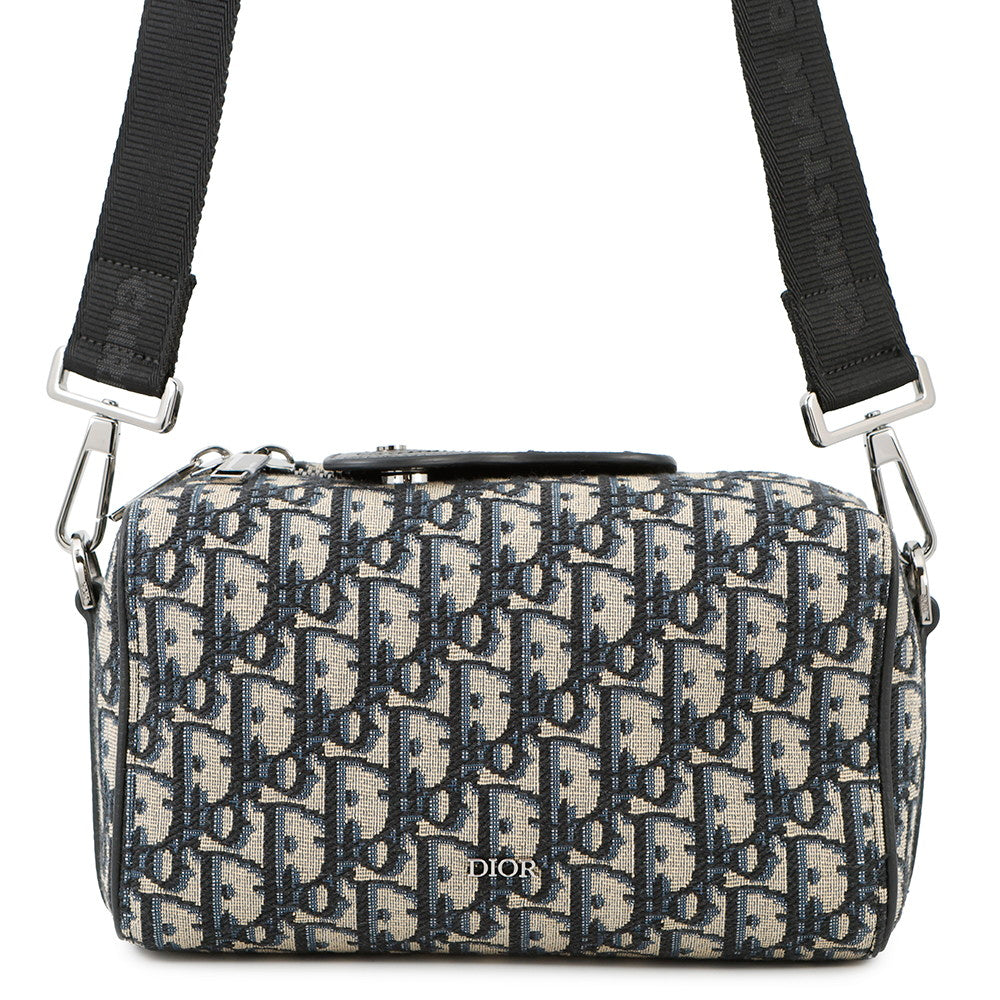 Dior Rango Oblique Shoulder Bag Navy/Beige1ADPO249YKY Canvas Leather Size 22