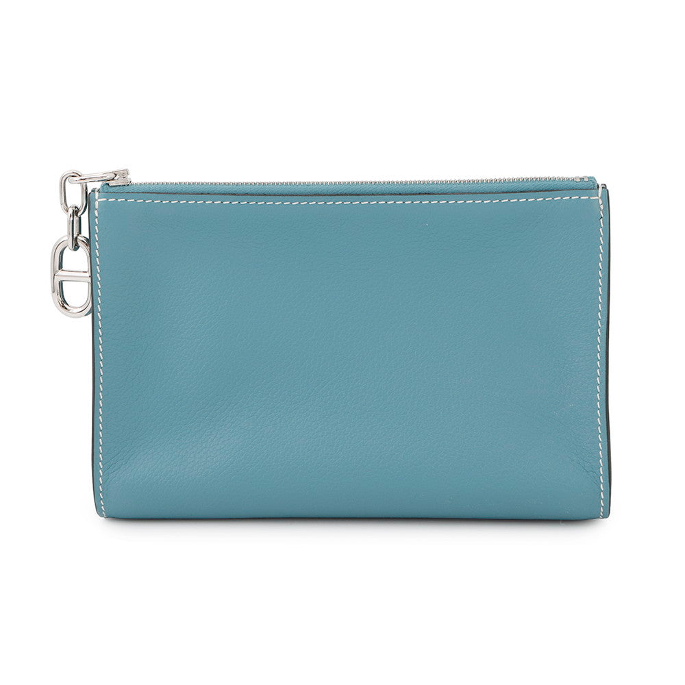 HERMES Zip Angor New Blue Jean Evercolor Size PM