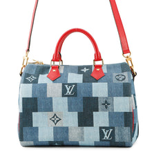 将图像加载到图库查看器中，LOUIS VUITTON Speedy Bandouliere Blue/RedM45041 Monogram Denim Size 30
