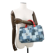 将图像加载到图库查看器中，LOUIS VUITTON Speedy Bandouliere Blue/RedM45041 Monogram Denim Size 30

