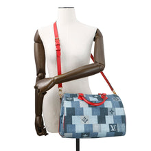 将图像加载到图库查看器中，LOUIS VUITTON Speedy Bandouliere Blue/RedM45041 Monogram Denim Size 30
