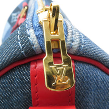 将图像加载到图库查看器中，LOUIS VUITTON Speedy Bandouliere Blue/RedM45041 Monogram Denim Size 30
