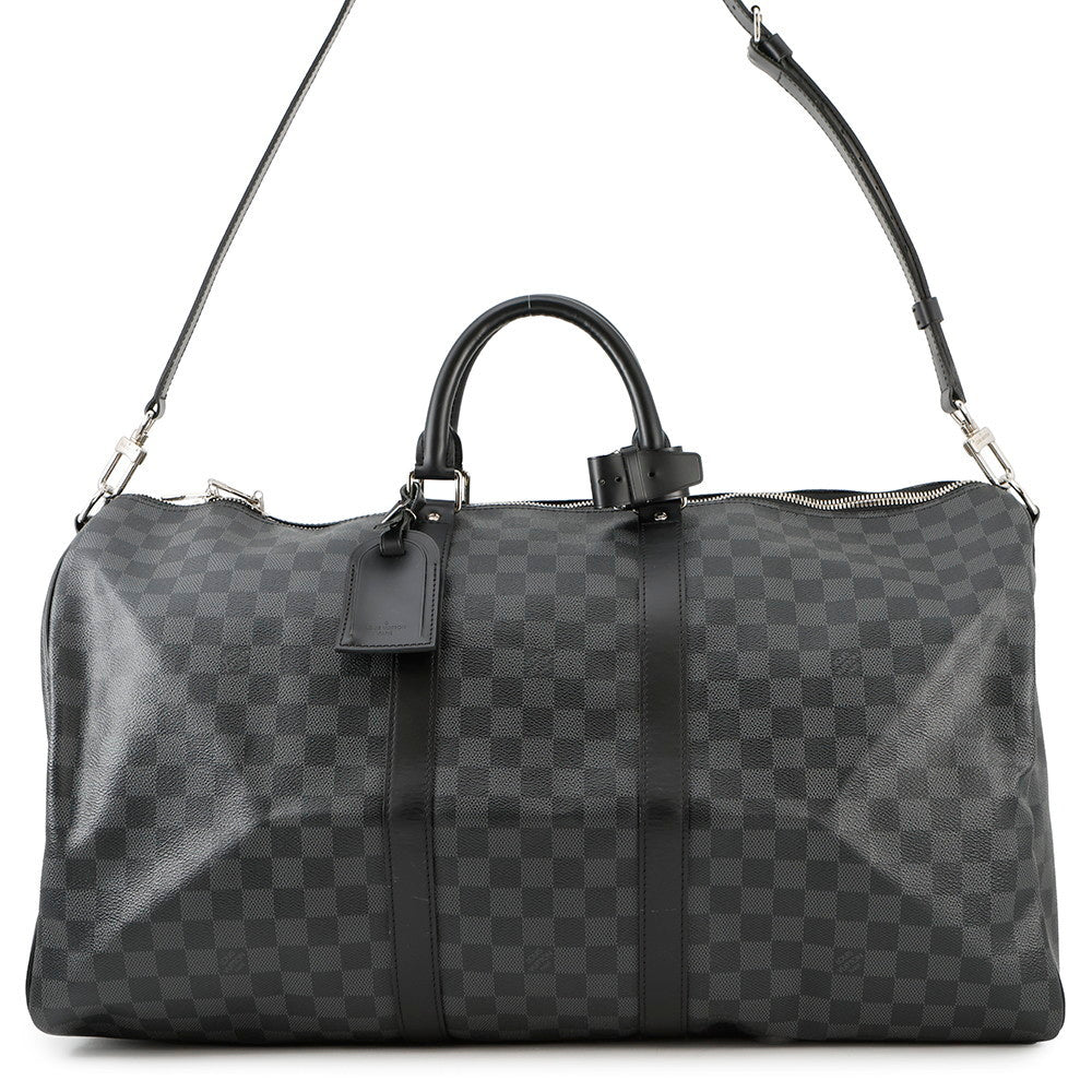 LOUIS VUITTON Keepall Bandouliere NoirN41413 Damier Graphite Size 55