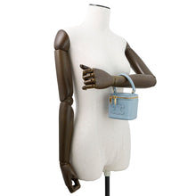 Load image into Gallery viewer, CELINE Cuir Triomphe 2-Way Vanity Shoulder Bag Light Blue10J763 Leather Size Mini
