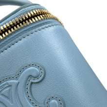 将图像加载到图库查看器中，CELINE Cuir Triomphe 2-Way Vanity Shoulder Bag Light Blue10J763 Leather Size Mini
