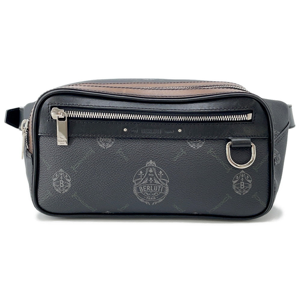 Berluti Signature Ballad Crossbody Bag Black/Brown PVC Leather