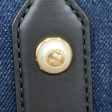 将图像加载到图库查看器中，GUCCI Tiger Embroidery Tote Bag Japan Limited Edition Navy/Black456545 Canvas Leather
