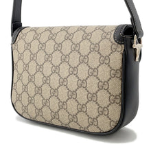 Load image into Gallery viewer, GUCCI GG Supreme Horsebit 1955 Soft Shoulder Bag Beige/Black815205 PVC Leather Size Small

