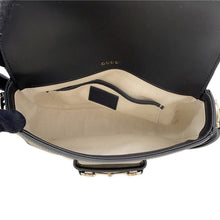 Load image into Gallery viewer, GUCCI GG Supreme Horsebit 1955 Soft Shoulder Bag Beige/Black815205 PVC Leather Size Small

