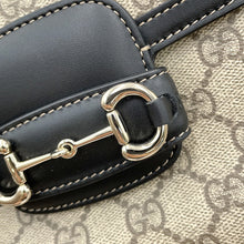 Load image into Gallery viewer, GUCCI GG Supreme Horsebit 1955 Soft Shoulder Bag Beige/Black815205 PVC Leather Size Small
