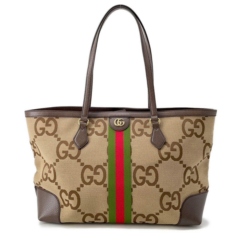 GUCCI Ophidia Jumbo GG Tote Bag Beige/Brown631685 Canvas Leather Size Medium