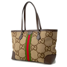 Load image into Gallery viewer, GUCCI Ophidia Jumbo GG Tote Bag Beige/Brown631685 Canvas Leather Size Medium
