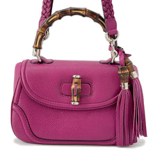 将图像加载到图库查看器中，GUCCI Bamboo 2WAY Handbag Purple240242 Leather

