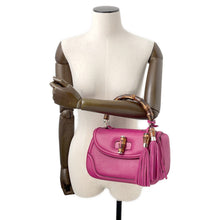 将图像加载到图库查看器中，GUCCI Bamboo 2WAY Handbag Purple240242 Leather
