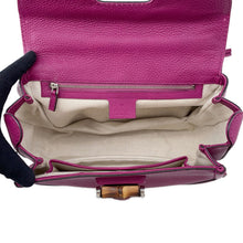 将图像加载到图库查看器中，GUCCI Bamboo 2WAY Handbag Purple240242 Leather
