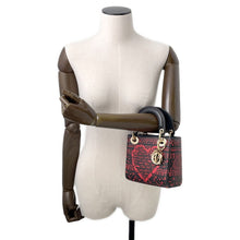 将图像加载到图库查看器中，Dior Lady Dior 2WAY Handbag Black/Red Leather Size Mini
