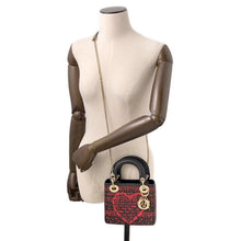 Load image into Gallery viewer, Dior Lady Dior 2WAY Handbag Black/Red Leather Size Mini
