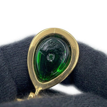 将图像加载到图库查看器中，CHANEL Gripoa Swing Earrings Green Gold Plated Resin
