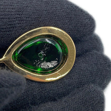 将图像加载到图库查看器中，CHANEL Gripoa Swing Earrings Green Gold Plated Resin
