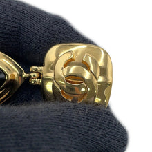 将图像加载到图库查看器中，CHANEL Gripoa Swing Earrings Green Gold Plated Resin
