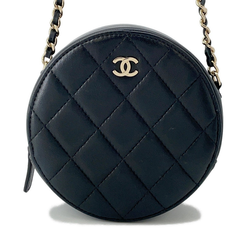 CHANEL Matelasse Round ChainShoulder Bag BlackA70657 Lambskin