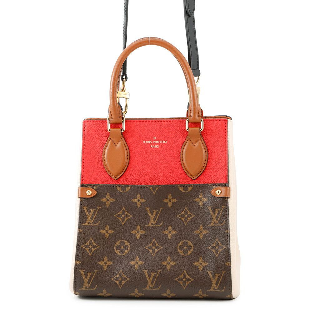 LOUIS VUITTON Fold tote Cerise/Cream/BrownM45389 Monogram Calf Leather Size PM