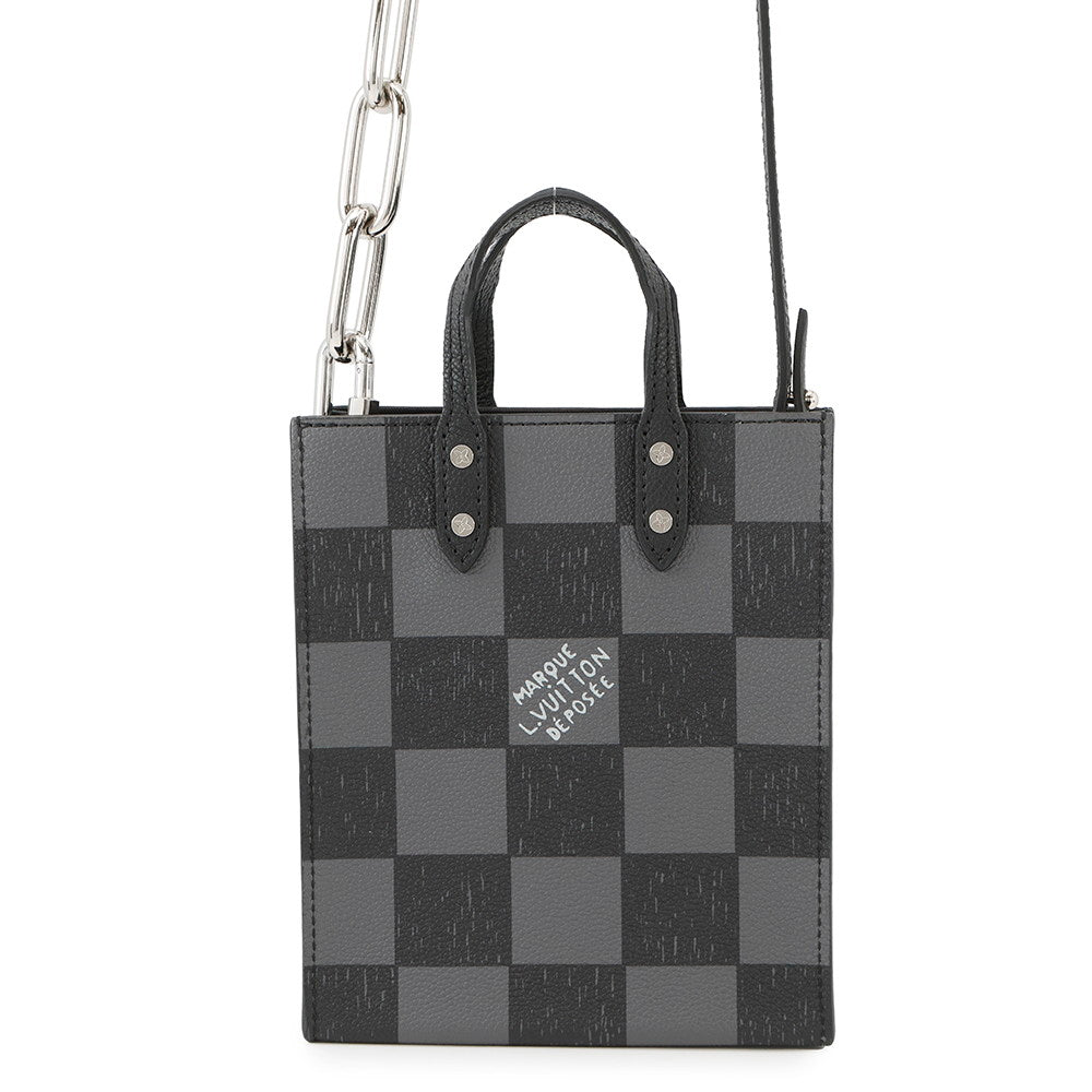 LOUIS VUITTON Sac Plat NoirN60479 Damier checkerboard Size XS