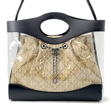 将图像加载到图库查看器中，CHANEL Matelasse 2-Way Tote Transparent/Black/BeigeAS0517 Plastics Leather Raffia
