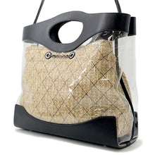 将图像加载到图库查看器中，CHANEL Matelasse 2-Way Tote Transparent/Black/BeigeAS0517 Plastics Leather Raffia
