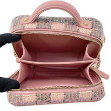 将图像加载到图库查看器中，CHANEL CCFiligree vanity bag Pink/MulticolorA93342 Tweed Leather Size Small
