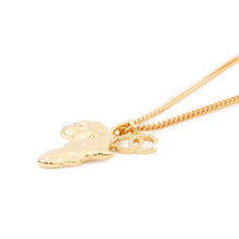 Load image into Gallery viewer, CHANEL CC Logo African Continent Motif Necklace Gold Metal Faux Pearl Rhinestone
