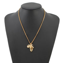 Load image into Gallery viewer, CHANEL CC Logo African Continent Motif Necklace Gold Metal Faux Pearl Rhinestone
