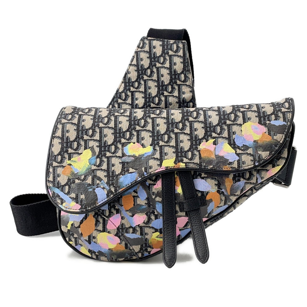 Dior Oblique Saddlebag by Alex Foxton Navy/Multicolor Canvas Leather