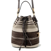 将图像加载到图库查看器中，TOD’S Drawstring Bag2WAYBag Brown/Gray Canvas Leather
