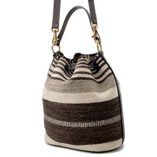 将图像加载到图库查看器中，TOD’S Drawstring Bag2WAYBag Brown/Gray Canvas Leather
