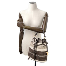 将图像加载到图库查看器中，TOD’S Drawstring Bag2WAYBag Brown/Gray Canvas Leather
