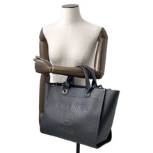 将图像加载到图库查看器中，CHANEL Deauville Chain Tote Shopping Bag BlackA57069 Caviar Leather Size GM
