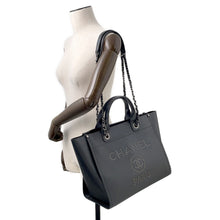 将图像加载到图库查看器中，CHANEL Deauville Chain Tote Shopping Bag BlackA57069 Caviar Leather Size GM
