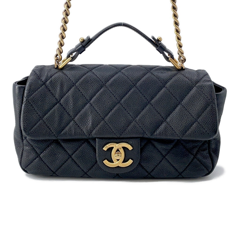 CHANEL Top handle 2way Chain Shoulder Black Caviar Leather